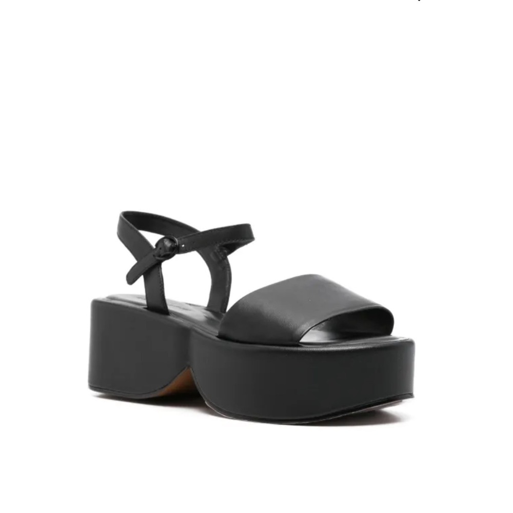 Clergerie Flowe Black Leather Strappy Platform Flatform Sandal size 36 US 5.5